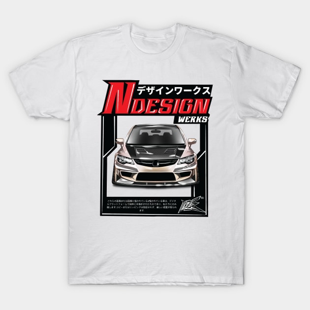 honda civic fd2 pearl white T-Shirt by naquash